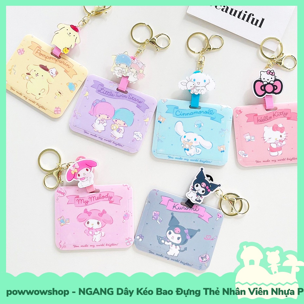 [Sẵn VN - Hỏa Tốc] Dây Kéo Bao Đựng Thẻ Nhân Viên NGANG Nhựa PC + Acrylic Phong Cách Nhân Vật Hoạt Hình Sanrio