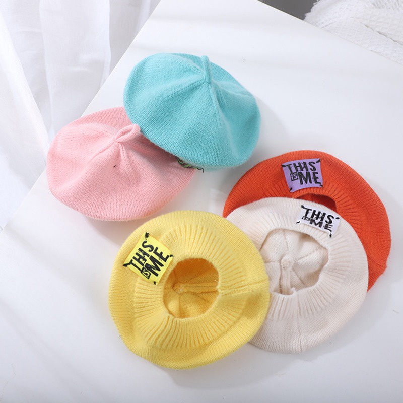Mũ Beret Dệt Kim Đính Nhãn Dán Độc Đáo Thời Trang Xuân Thu Cho Bé