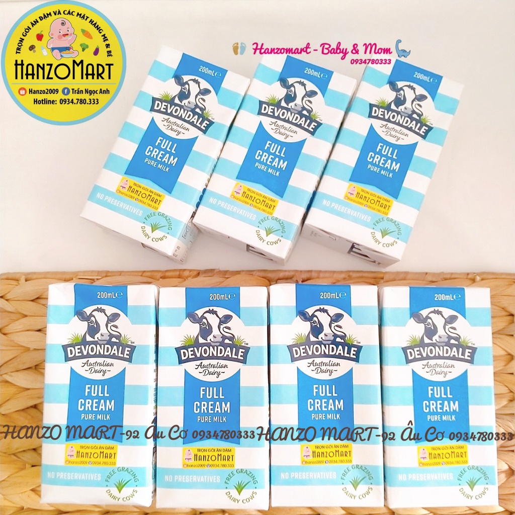 Sữa tươi Devondale full cream Úc (thùng 24 hộp 200ml)
