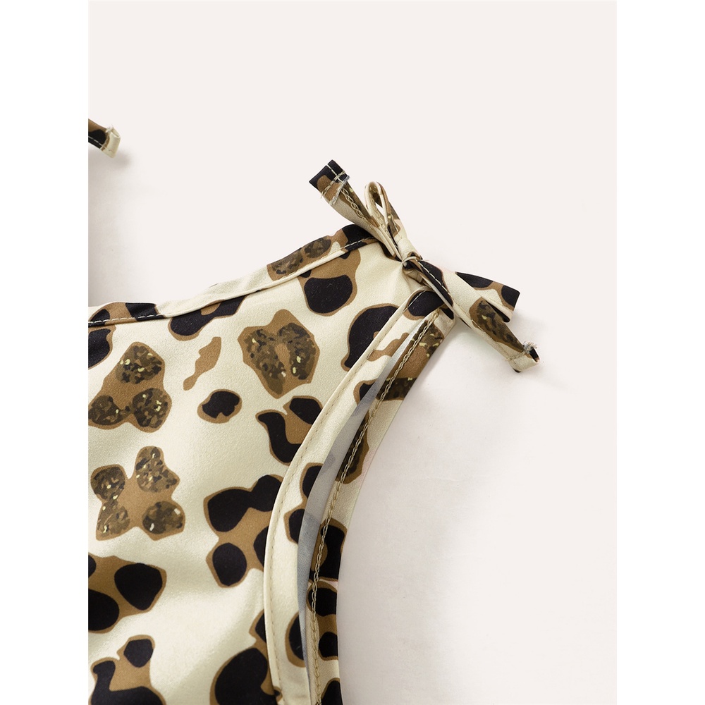 Áo liền quần MIKRDOO thiết kế hai dây họa tiết da báo cho bé gái 1-6 tuổi