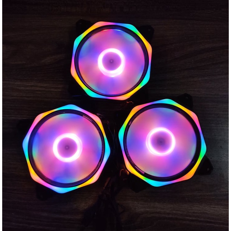 Quạt tản nhiệt làm mát máy tính, Fan case, Fan Led RGB, led tĩnh, kích thước 12cm, sáng tâm và viền, 4pin PWM