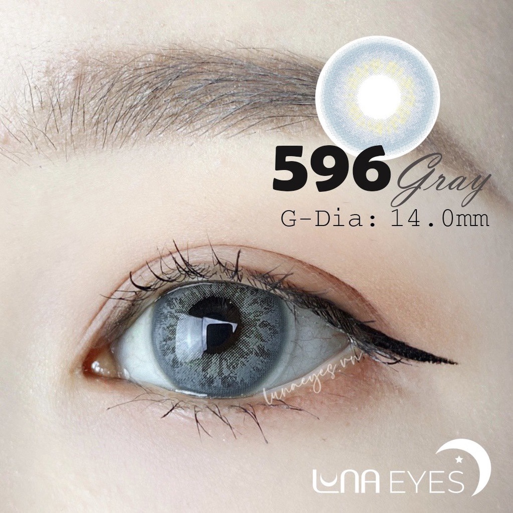 [1 year] Kính áp tròng LUNA EYES 596 GRAY - Lens size nhỏ