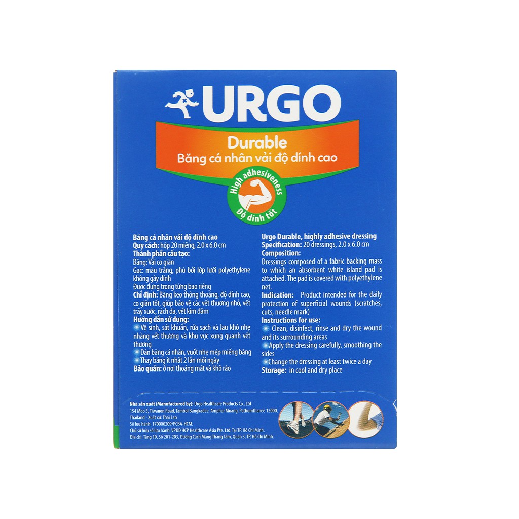Băng cá nhân URGO - Băng dán Y tế vải độ dính cao 20, 102 miếng [Chính hãng]
