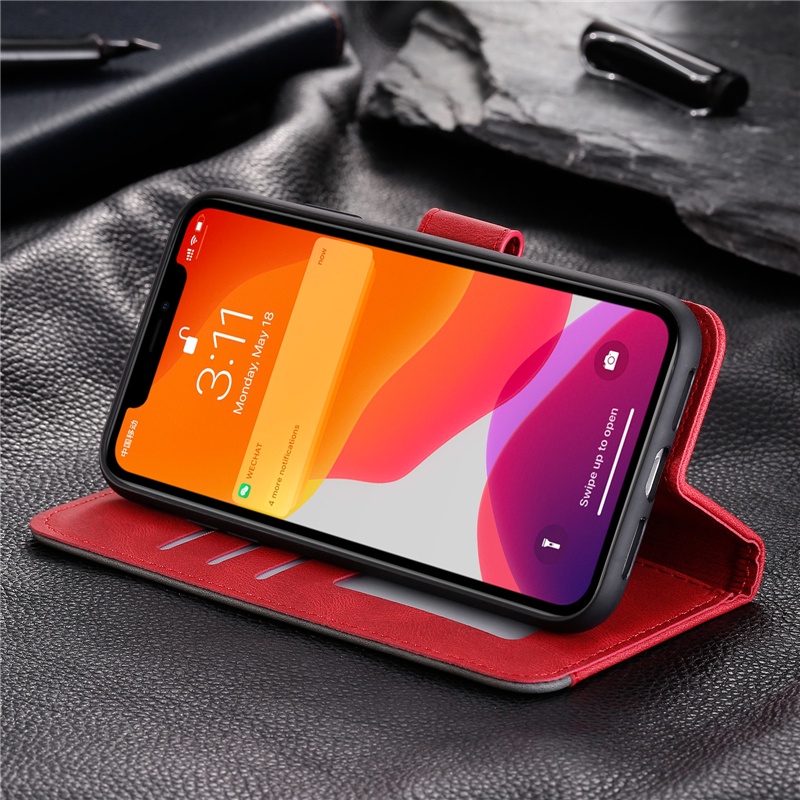 Bao Da Điện Thoại Nắp Lật Từ Tính Phối Ví Đựng Thẻ Kiểu Retro Cho Samsung A73 A72 A71 A53 A52S A51 A33 A12 Vỏ