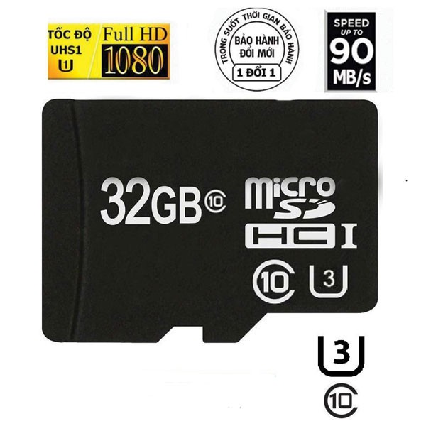 Thẻ nhớ MicroSD 32GB Class 10 tốc độ cao - Bảo hành 24 tháng 1 đổi 1