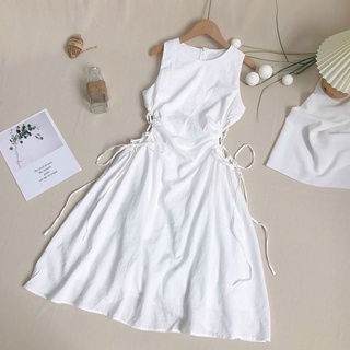 ĐẦM MIDI SÁT NÁCH ĐAN DÂY EO