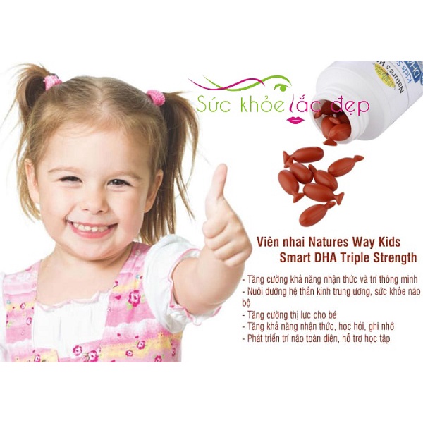 Thực Phẩm Viên Nhai Nature's Way Kids Smart DHA 300mg Triple Strength - Bổ sung DHA cho trẻ