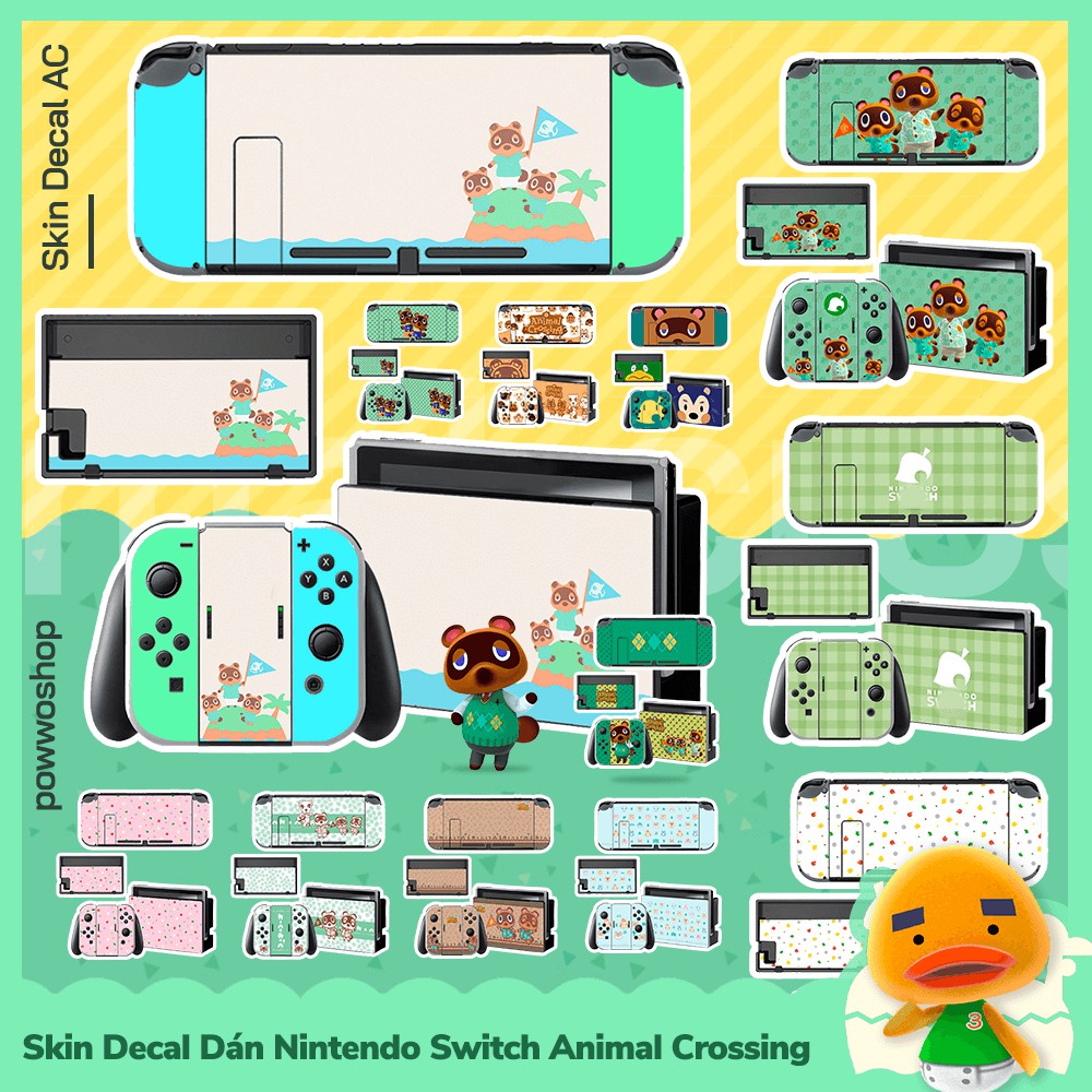 [Sẵn VN - NowShip] V1/V2 Set Skin Decal Dán Máy Game Nintendo Switch Chủ Đề Village Animal Crossing Horizons