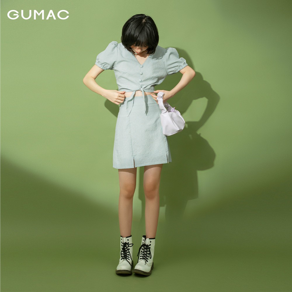 Chân Váy Nữ chữ A họa tiết caro xẻ lai GUMAC đủ size thiết kế basic trẻ trung năng động VB1176 | BigBuy360 - bigbuy360.vn