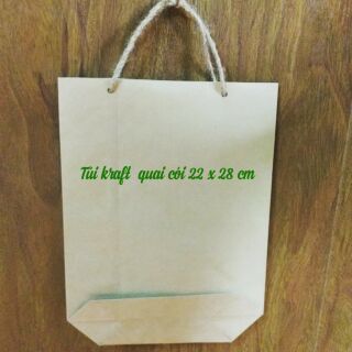10 Túi giấy kraft Nhật quai cói 22 x 25 cm