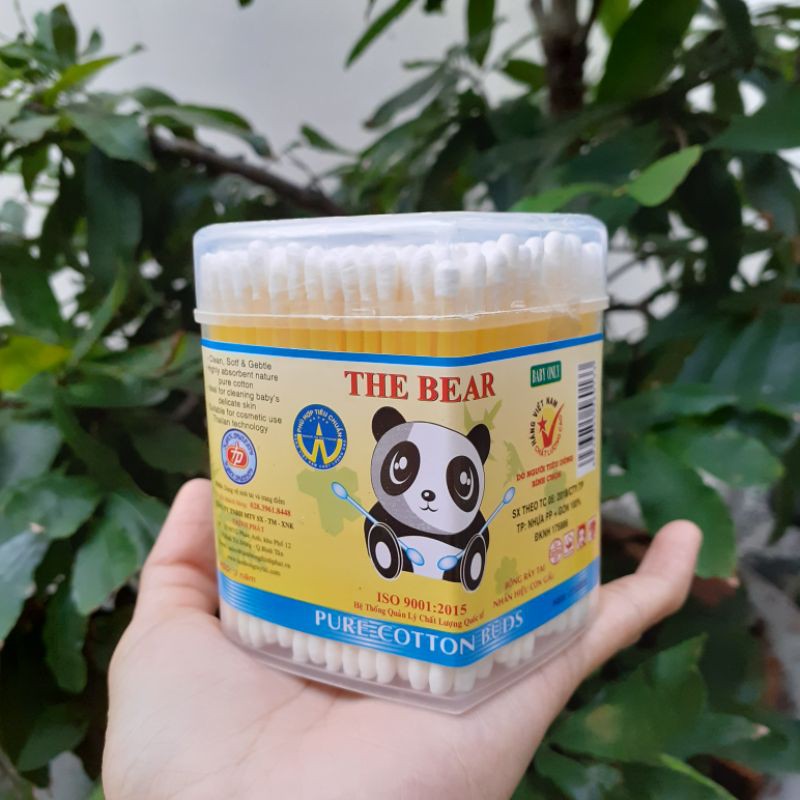 Hộp tăm bông trái tim trẻ em The Bear (240 que)