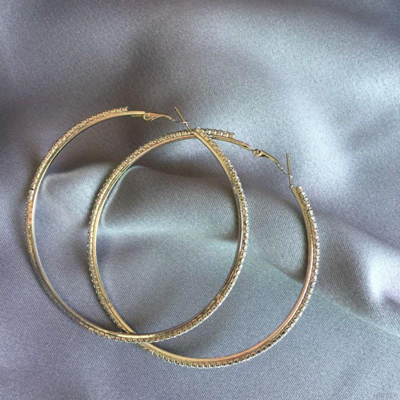 Bông tai tròn đính kim cương giả