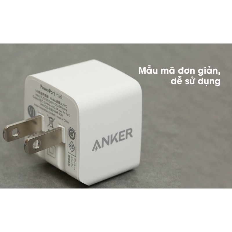 [Chính hãng BH 18 tháng] Cốc sạc nhanh Anker PowerPort mini a2620 2 cổng