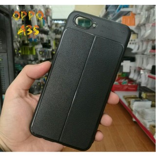 Ốp Lưng Oppo A3s Dẻo Giả Da Đen hiệu auto focus đẹp lung linh+tặng cường lực