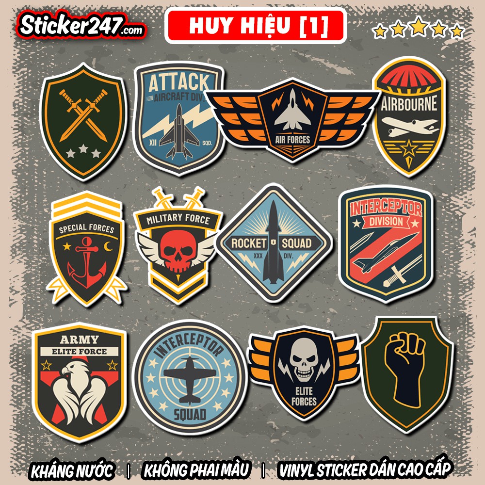 Sticker Huy Hiệu War [1] 𝑭𝒓𝒆𝒆𝒔𝒉𝒊𝒑 chống nước, sticker dán laptop, điện thoại, đàn guitar, mũ bảo hiểm, vali, ipad