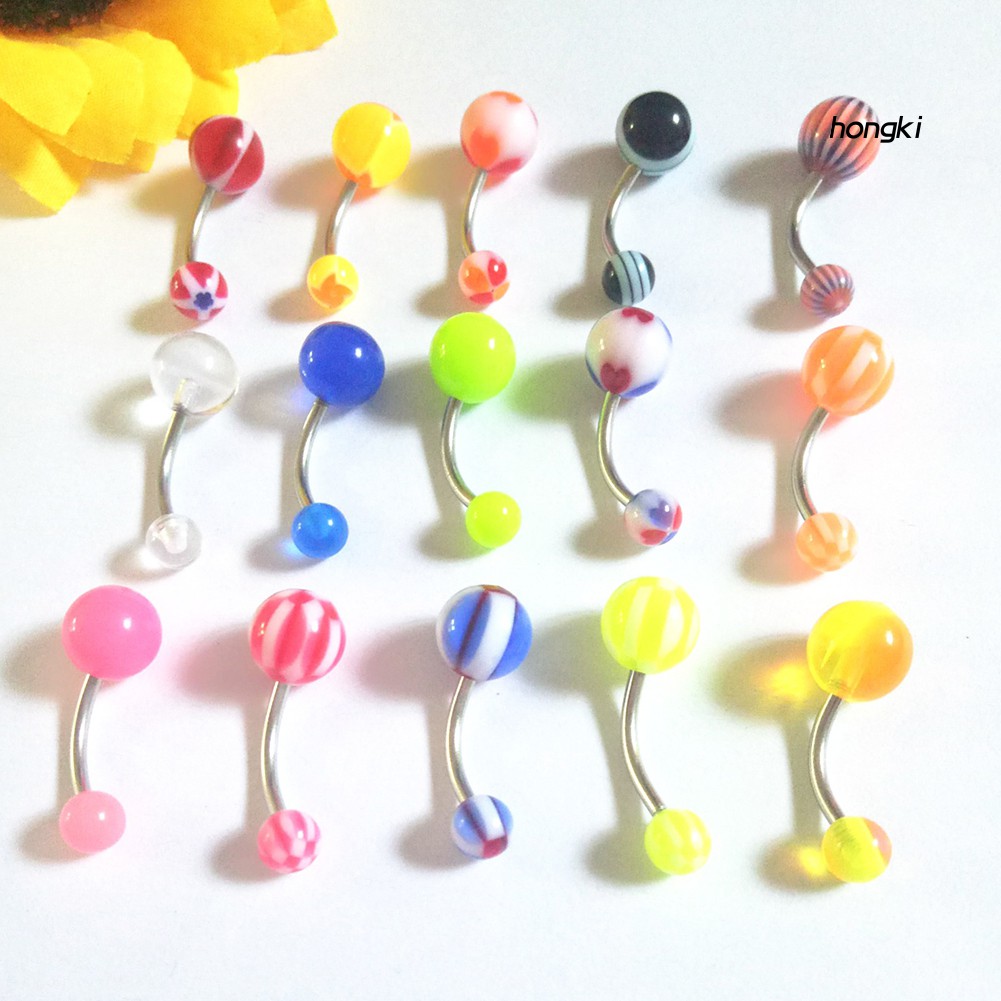 (Hàng Mới Về) Set 100 Khuyên Rốn Nhiều Màu Sắc Thời Trang