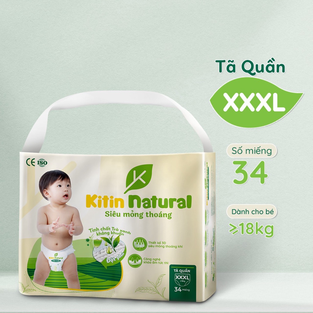 COMBO 05 BỊCH Bỉm/Tã dán/quần Kitin Natural NB56/S50/M44/L40/XL38/XXL36/XXXL34