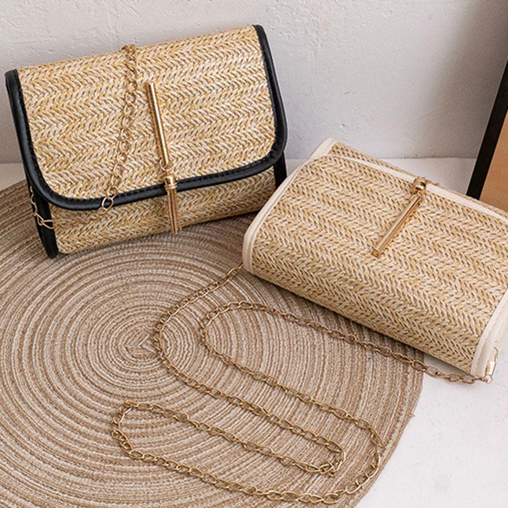 MXGOODS Female Bag Fashion Retro Chain Gift Travel Over The Shoulder Woven Handbag