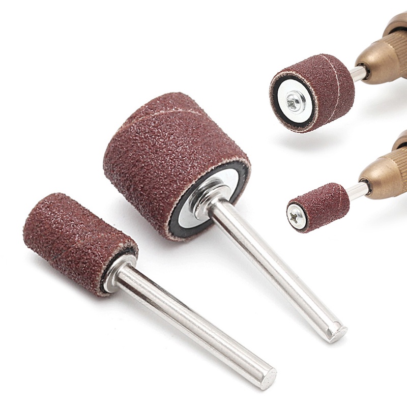 Set 100 đai giấy nhám 1/2" và 1/4" với 2 trục gá cao su tiện lợi