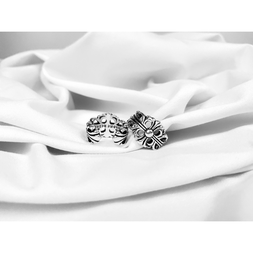 Nhẫn mạ bạc 925 hoạ tiết Chrome Heart bản to siêu ngầu