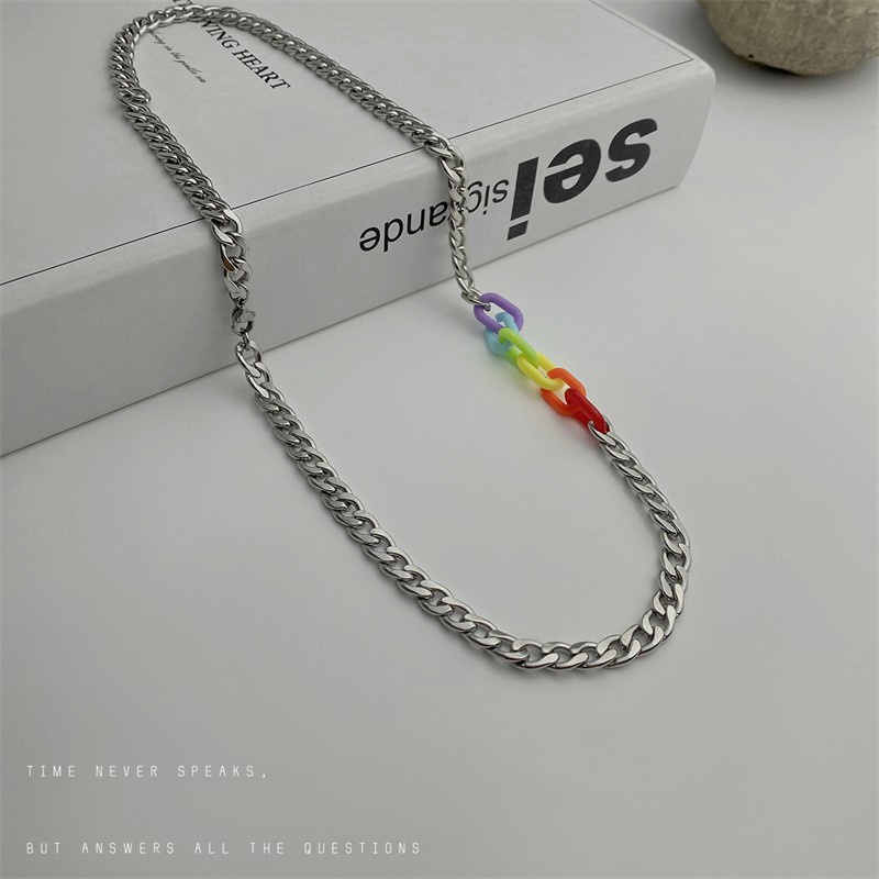 Vòng tay/ vòng cổ bằng thép titan không phai màu phong cách hip hop đơn giản F255