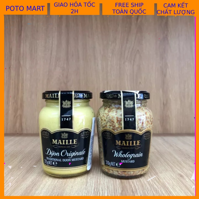 Mù tạt vàng Dijon Originale Maille Nhập khẩu Pháp lọ 215g