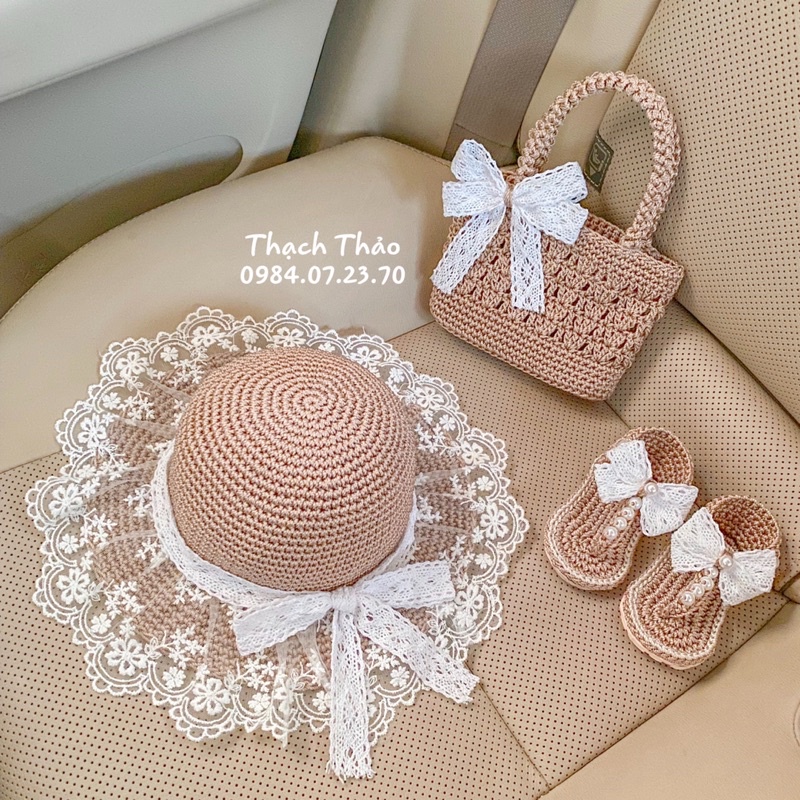 SET TÚI MŨ SANDAL HANDMADE CỰC YÊU CHO BÉ GÁI