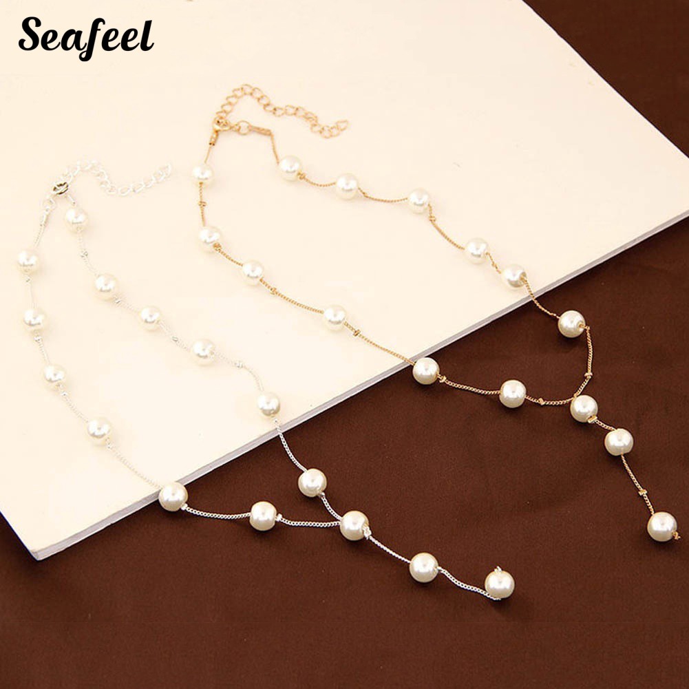 Set dây chuyền / vòng tay / khuyên tai đính ngọc trai nhân tạo thời trang