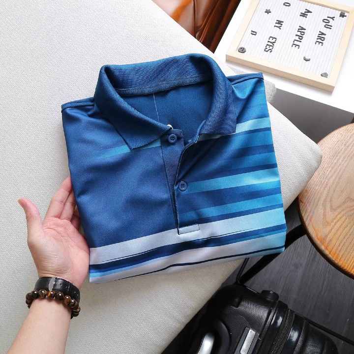 Áo thun polo nam thể thao Nexx &amp; Dee có cổ bẻ phối sọc ngang trung niên chất liệu cá sấu thoáng mát cao cấp NS028