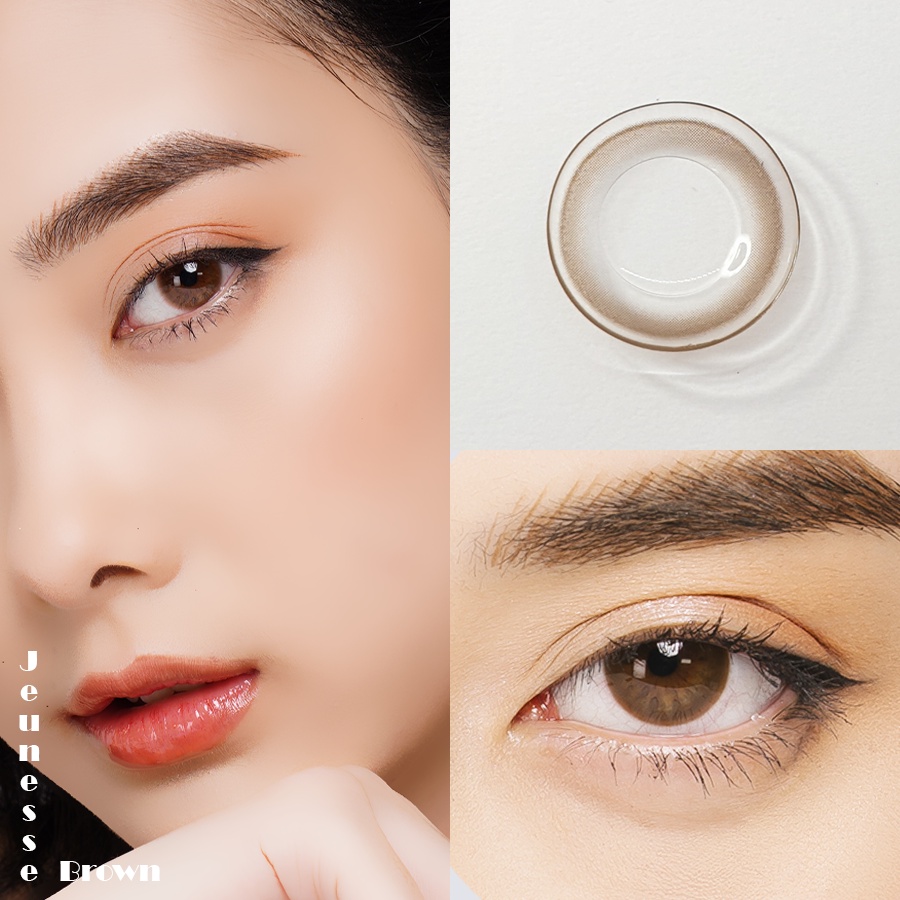 Kính áp tròng cận Blue Eyes - JEUNESSE BROWN - Lens cận màu nâu nhẹ nhàng tự nhiên - lens nhập khẩu chính hãng Hàn Quốc