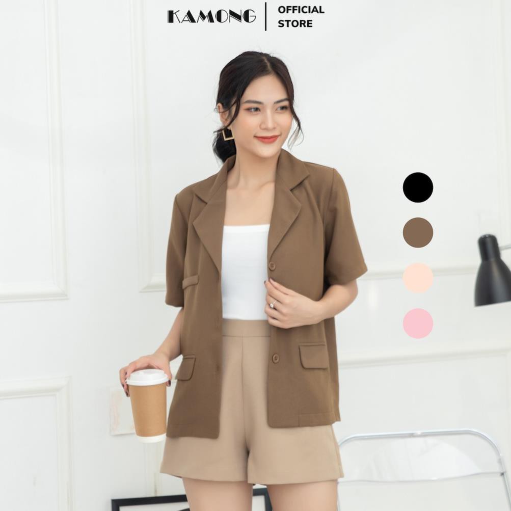 Áo blazer nữ tay ngắn KAMONG phong cách công sở nhiều màu, nhiều size A137 Đẹp
