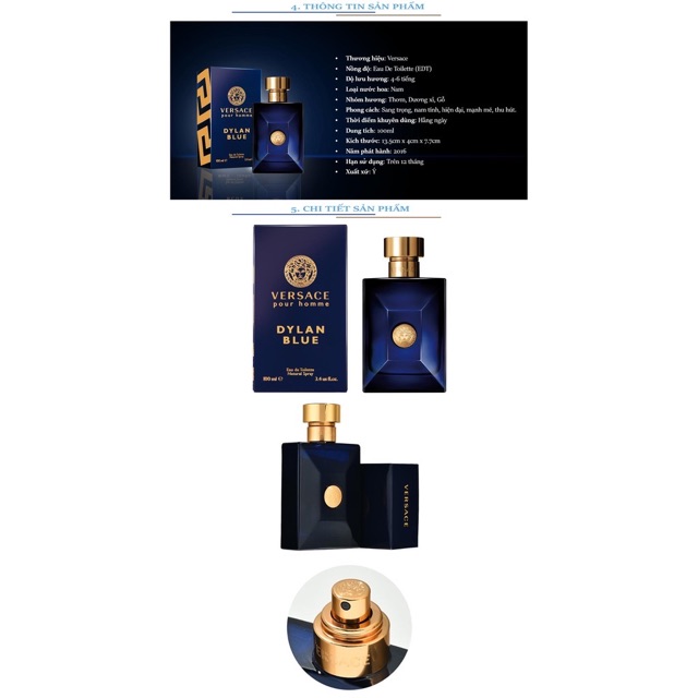 Nước hoa versace dylan blue pour homme 30ml fullbox bill Hàn