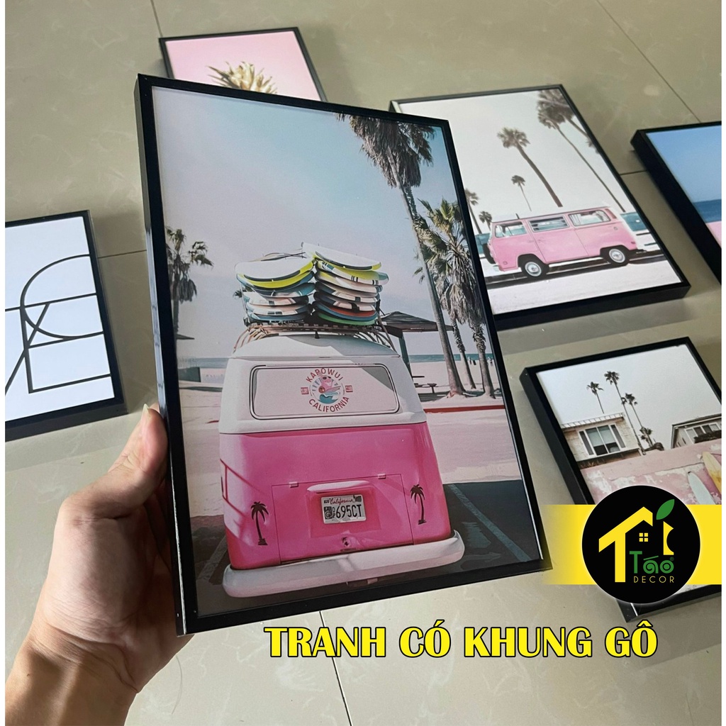 16 Set tranh treo tường có khung, khổ Lớn, kèm đinh móc, tranh dán tường, decor nhà, Táo Decor
