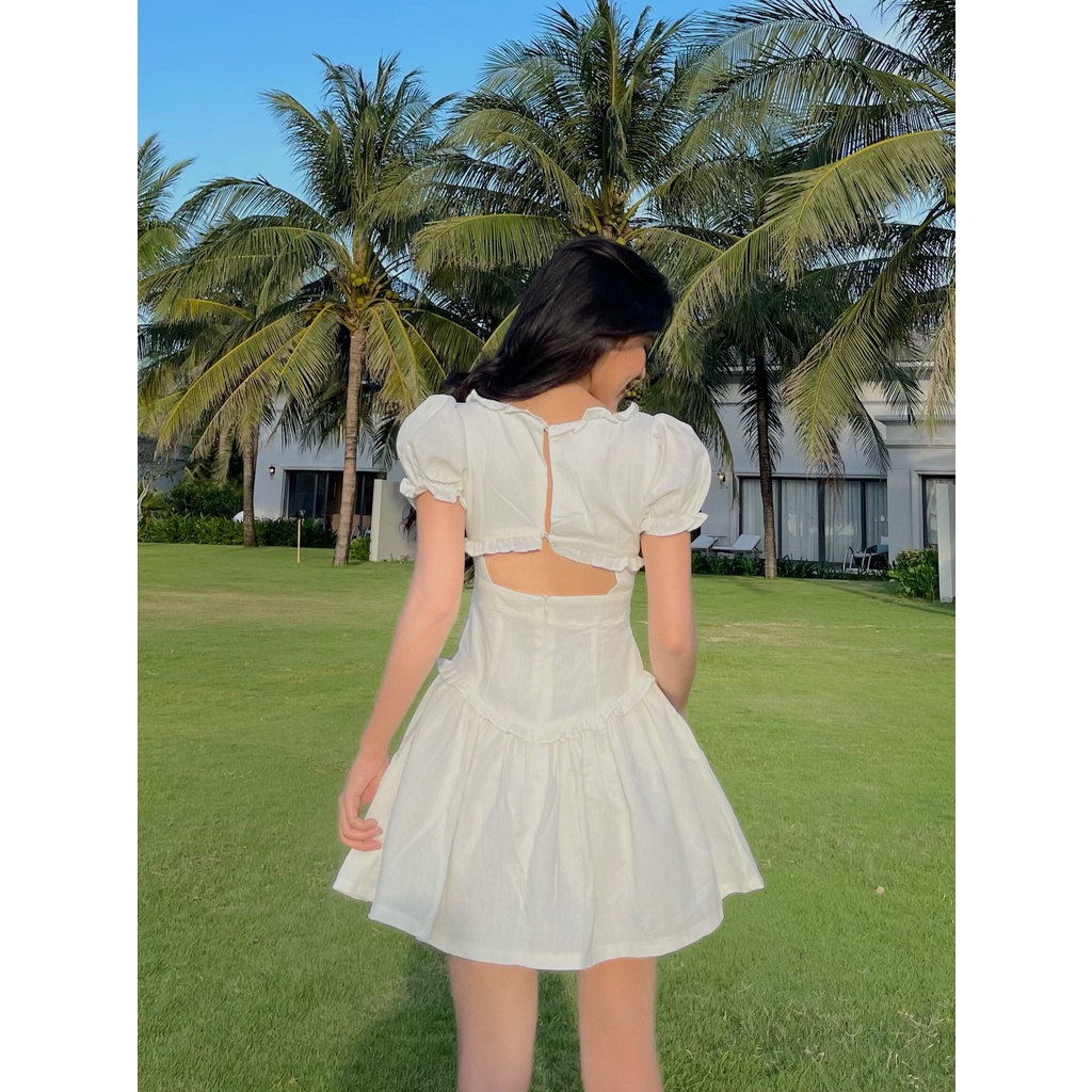 Đầm trắng công chúa Emma Dress tay phồng dáng xoè - COQUI