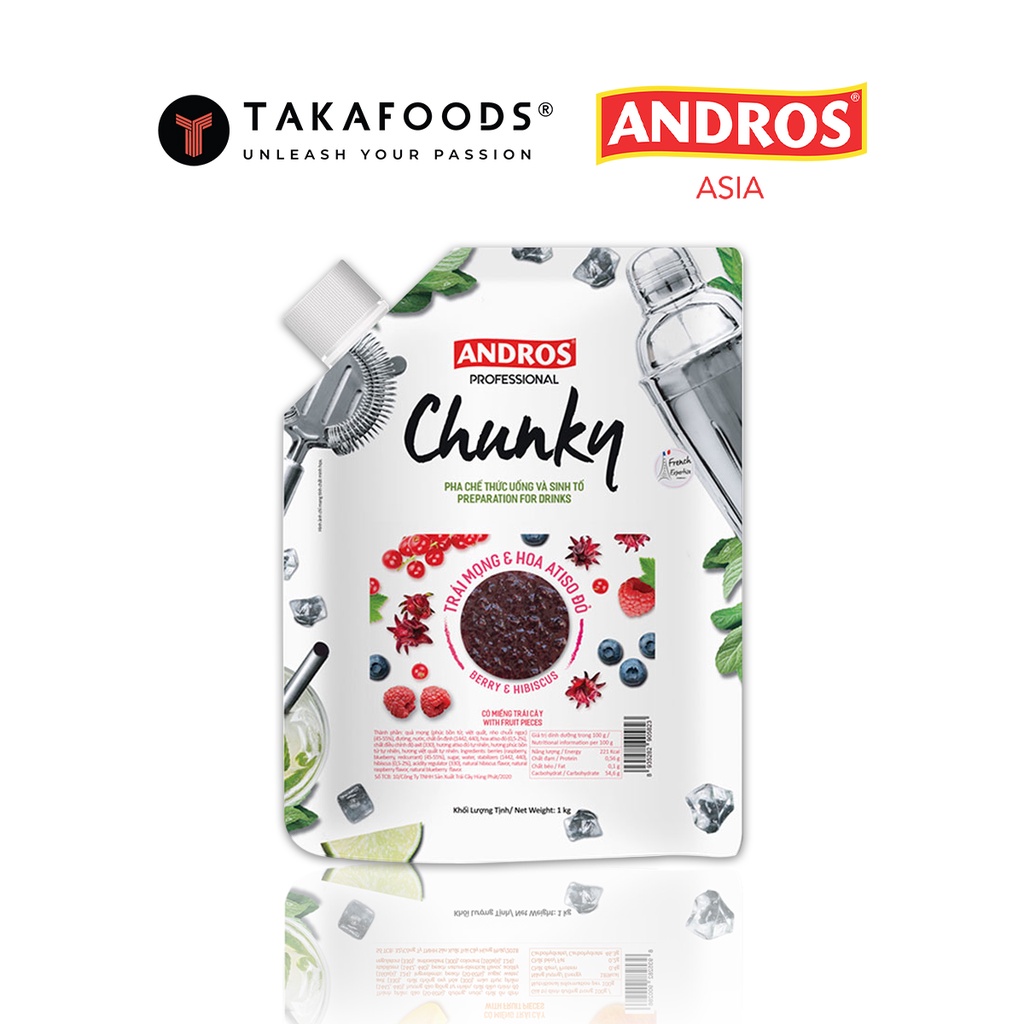 Mứt Trái Cây Chunky Atiso Hoa Mọng Đỏ Bịch 1Kg.Hàng công ty có sẵn giao ngay
