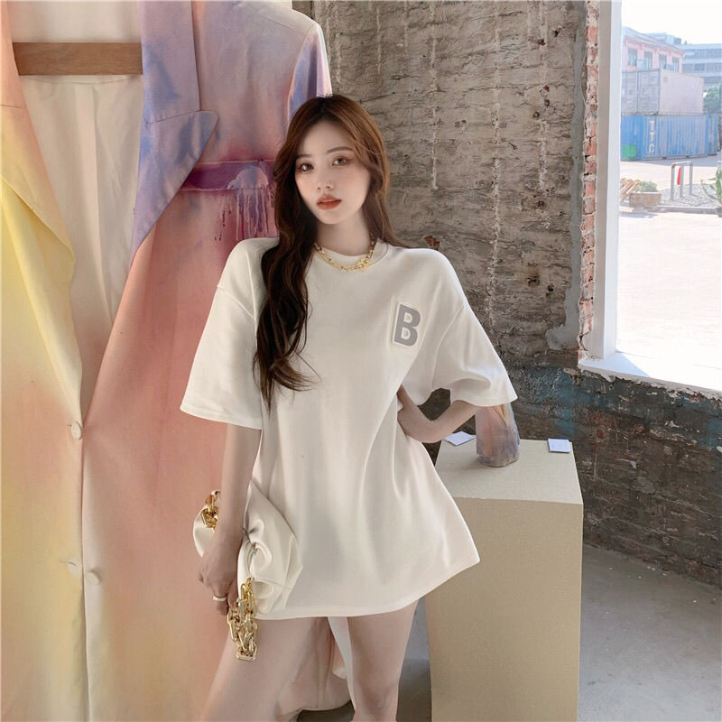 Áo Thun Ngắn Tay Dáng Rộng Kiểu Hàn Quốc Thiết Kế Xinh Xắn Cho Nữ