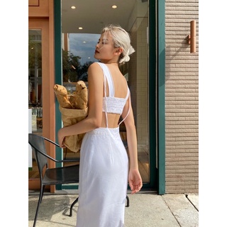 Set áo croptop chân váy midi xẻ