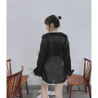 SET SƠ MI SHEER + ÁO DÂY