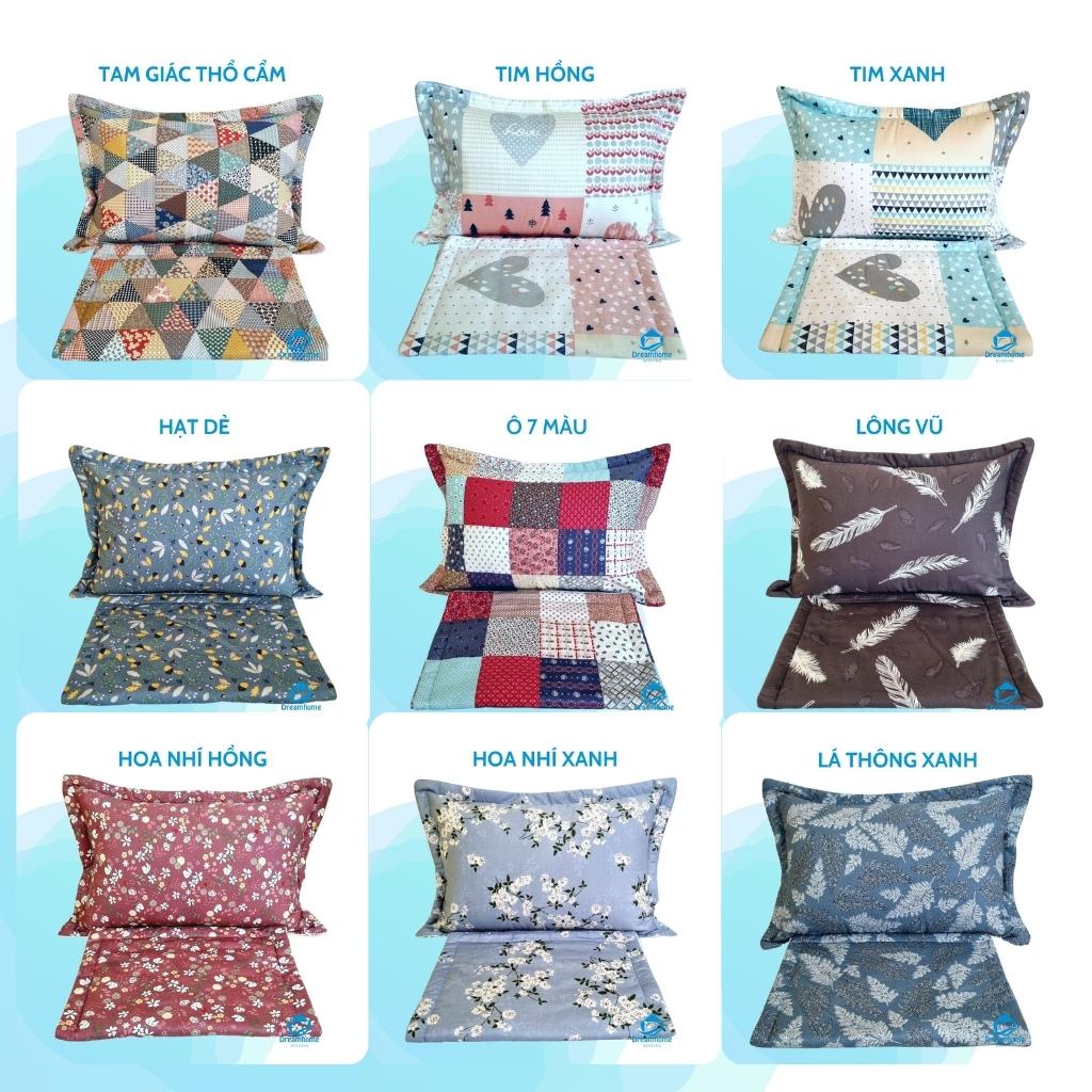 Vỏ gối nằm 45x65 1 đôi vải cotton Hàn quốc, áo gối nằm có trần lót bông khóa kéo tiện lợi Dream Bedding