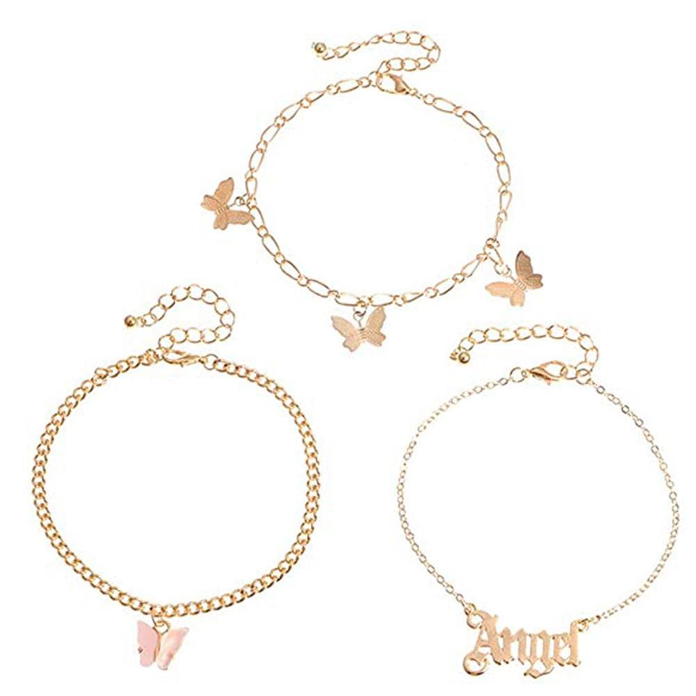 Set 3 Lắc Chân Nhiều Lớp Họa Tiết Bướm / Chữ Thời Trang Mùa Hè Cho Nữ | BigBuy360 - bigbuy360.vn