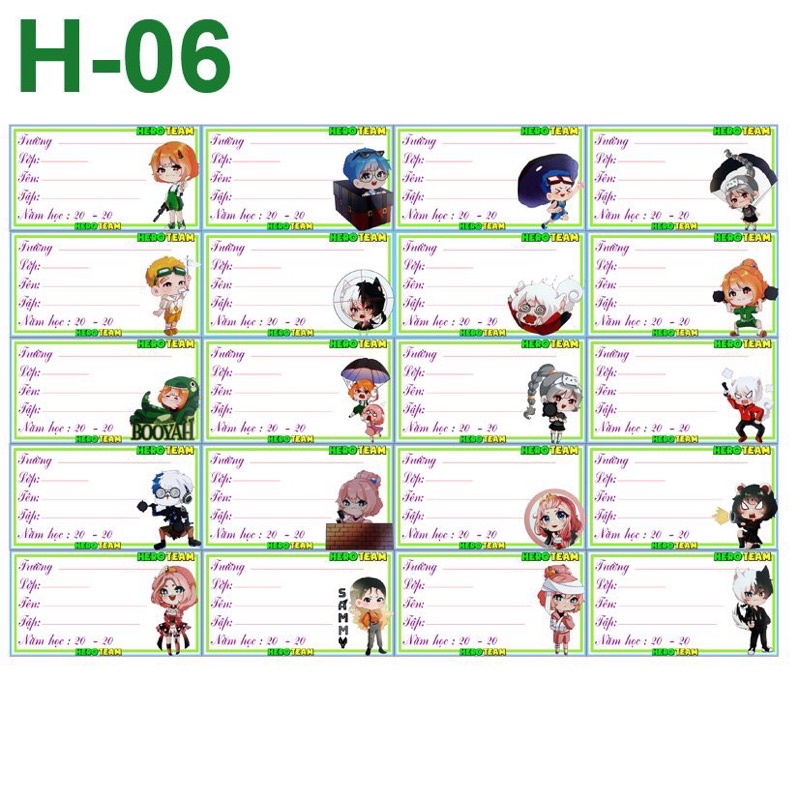 nhãn vở hero team/20-100 nhãn vở hero team mẫu khác nhau