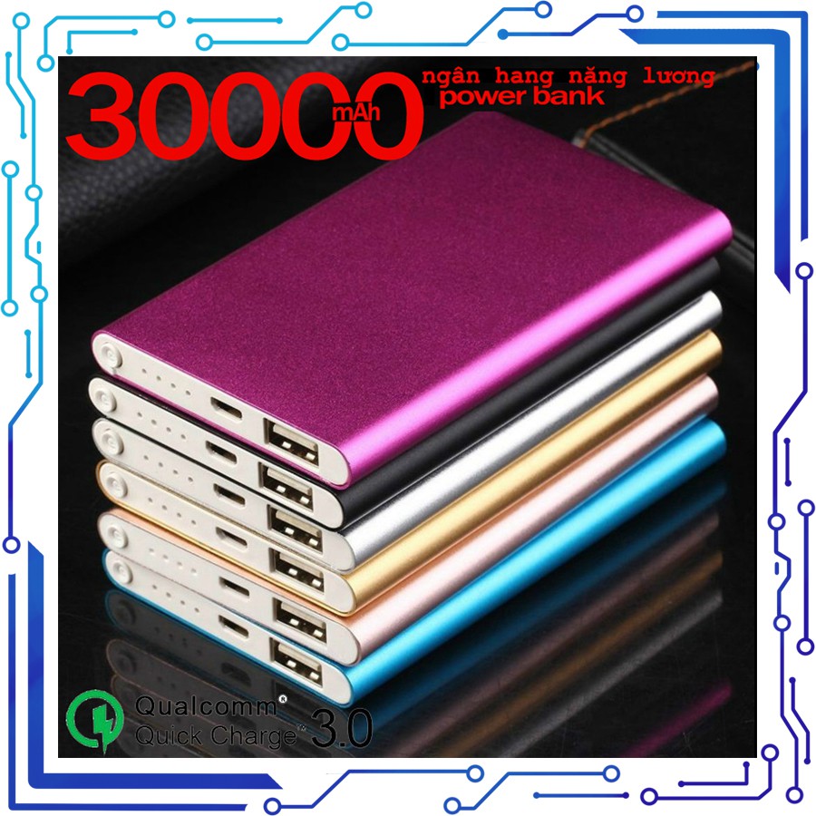 Powerbank Pin dự phòng 30000mAh phù hợp với dự phòng sạc nhanh di động của Samsung, Xiaomi, Apple.