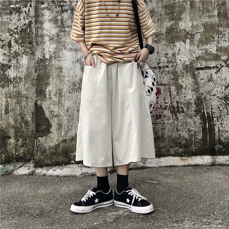 Quần ống rộng Màu Đen Phong Cách Đường Phố Nhật Bản Thời Trang Mùa Hè Dành Cho Nam 2022