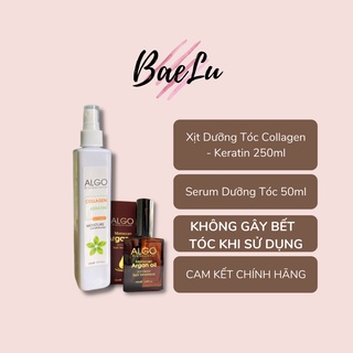 Dầu dưỡng tóc tinh dầu argan oil 50ml & xịt dưỡng tóc collagen keratin Algo 250ml phục hồi tóc hư tổn & nuôi dưỡng tóc