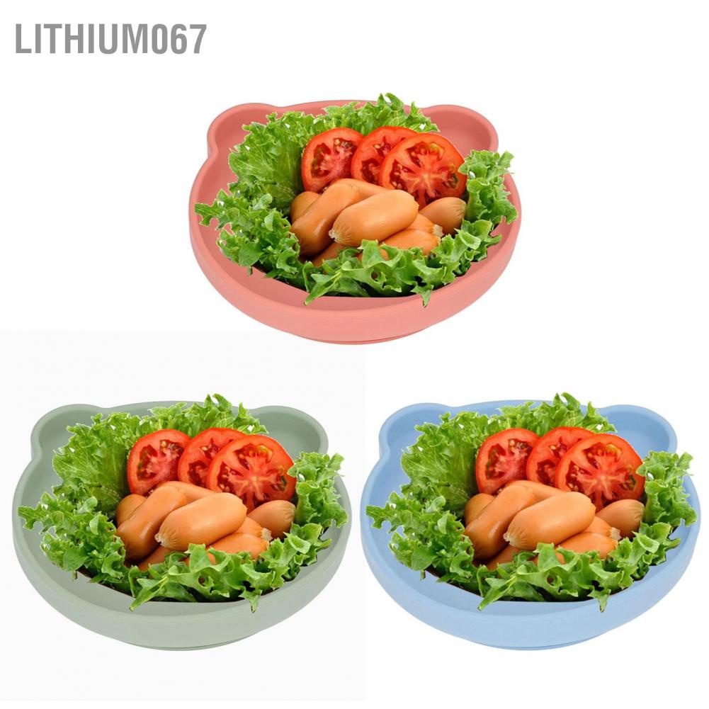 Lithium067 Lithium067 Đĩa hút em bé Hình chú gấu dễ thương Thân thiện với môi trường Mềm mại an toàn cho Hút đồ dùng ăn