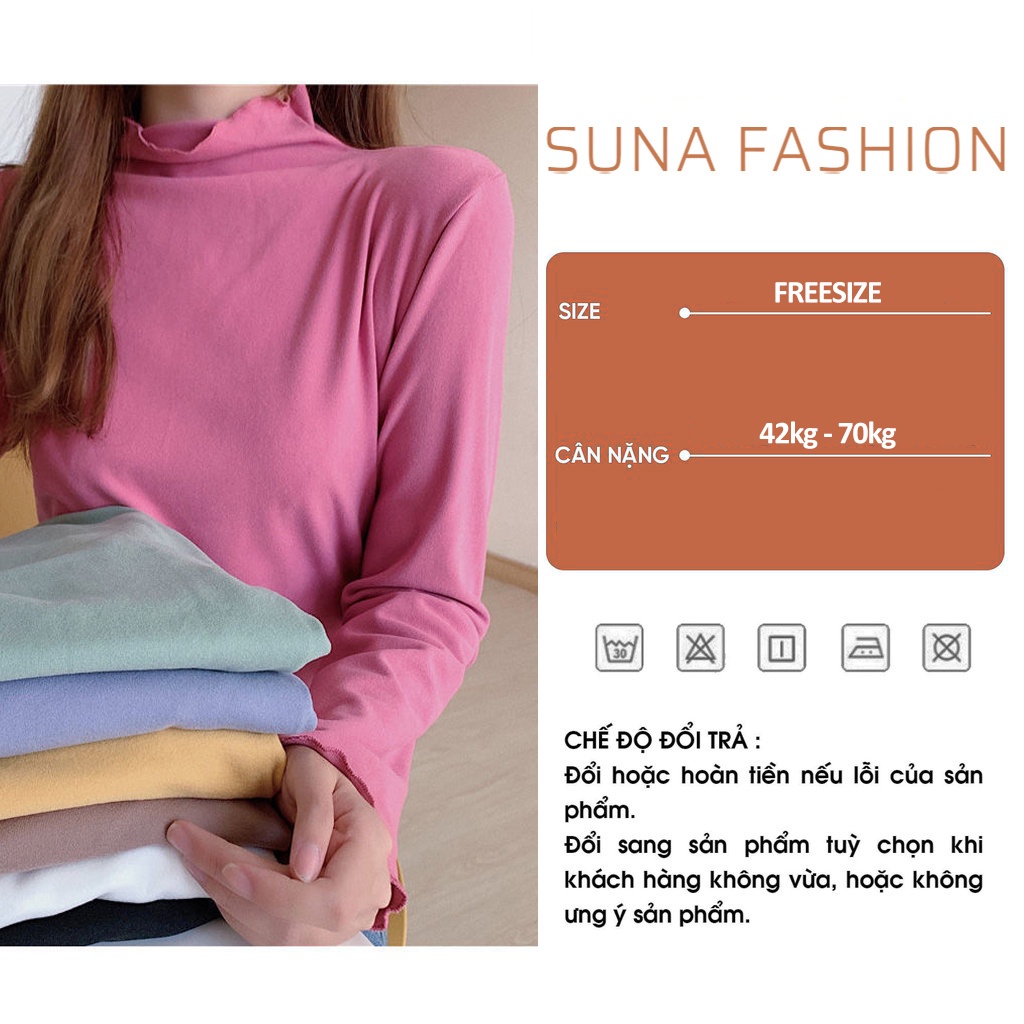 Áo thun nữ tay dài có cổ voan Quảng Châu, Áo phông nữ dài tay cổ voan SUNA FASHION
