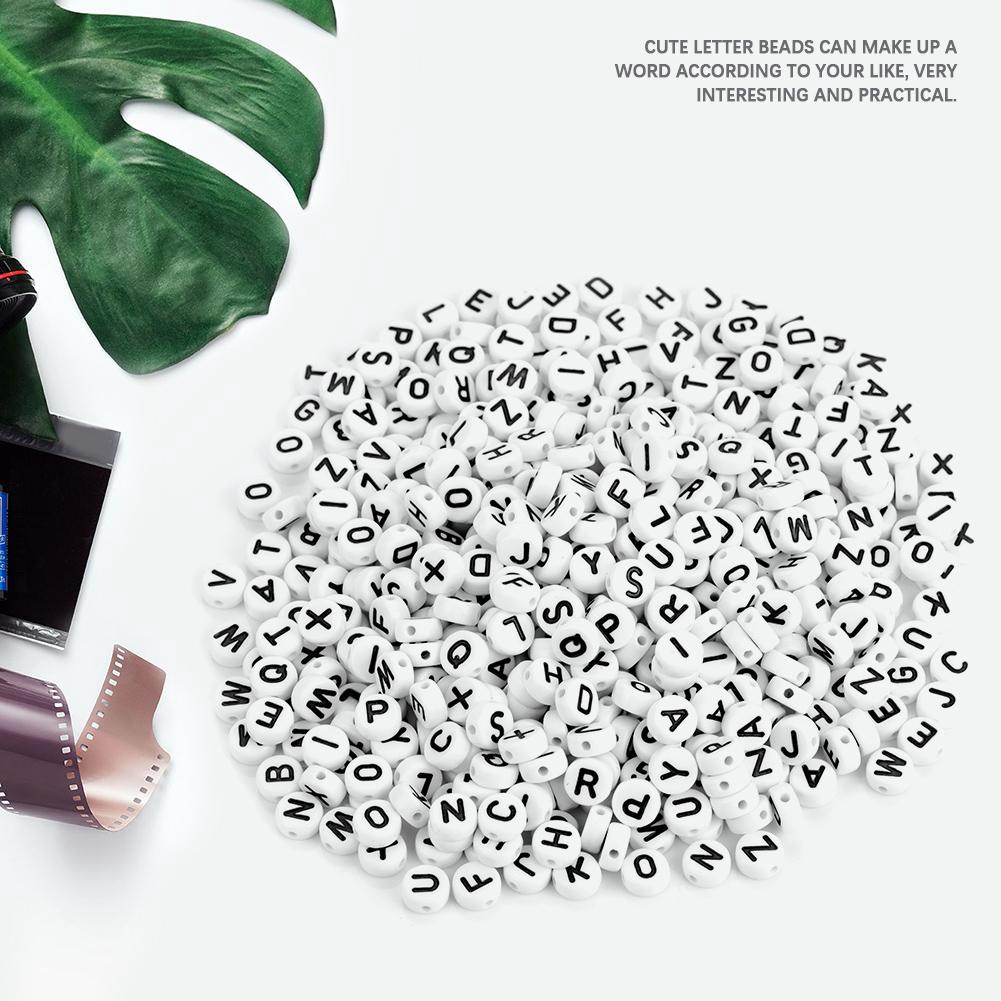 Bộ 500 Hạt Chữ Cái A-Z Màu Trắng Dùng Làm Trang Sức DIY