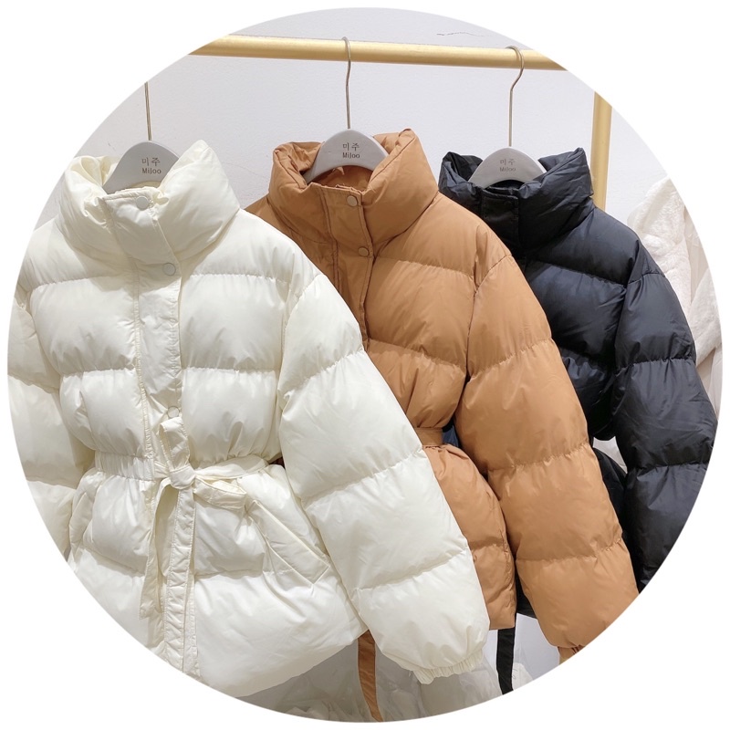 Áo phao siêu nhẹ thắt eo phong cách Hàn Quốc MIJOO