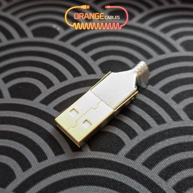 Đầu USB A 2.0 mạ niken, Lõi nhựa màu trắng 4 pins, Housing 2 mảnh Mạ Vàng