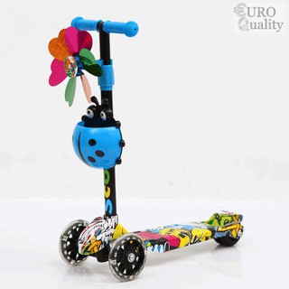 Xe Scooter Cho Bé 3 Bánh Màu Xanh Họa Tiết